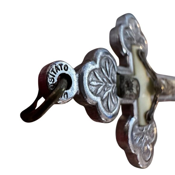 VTG Italian Luminous Rosary Necklace Burgundy Glass Bead Roma Glow Crucifix 47" - Picture 12 of 14